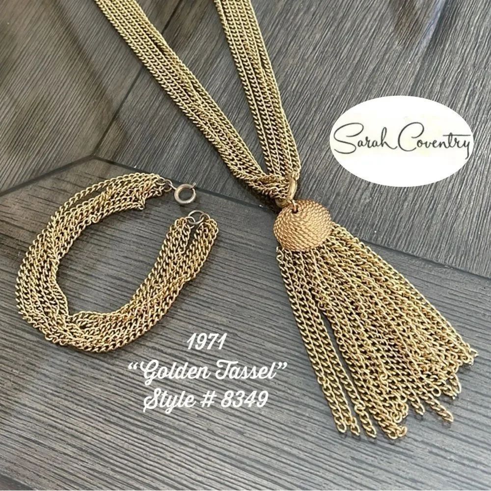 Vintage Sarah Coventry “Golden Tassel” Mult-Stand Chain Necklace & Bracelet
